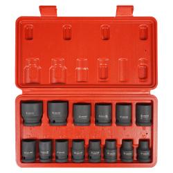Набор головок ударных 1/2"DR L=38мм, 14пр. (10-27мм) пласт.кейс. (ATAS071)