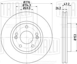 Диск торм. для а/м Hyundai Santa Fe (00-)/Hyundai Trajet (00-) перед. d=276 (окраш.) (DF 073110)