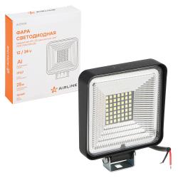 Фара светодиодная квадратная, 49LED, рассеянный свет, 25Вт, 108х108х28мм, 12/24В, PLUS (ALED026)