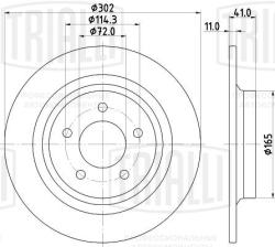 Диск торм. для а/м Mazda 5 (05-) зад. d=302 (окраш.) (DF 190139)