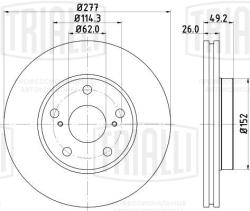 TRIALLI DF 084210 Диски тормозные для автомобилей Toyota Auris (12-)  /  Corolla (13-) передние d=277 окрашенные
