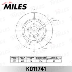 K011741 Диск тормозной BMW 5 F10/11 10- задний вент. D 330мм.