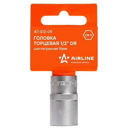 Головка торцевая 1/2" шестигранная 16мм, пласт.подвес (AT-S12-09)
