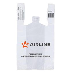 Пакет-майка фирменный AIRLINE, ПНД 20 мкм (40*60+20 см), белый () ADPB007