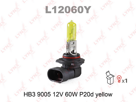 Лампа HB3 9005 12V 60W P20D YELLOW L12060Y