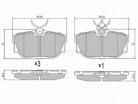 Колодки тормозные (Сзади) Volkswagen Transporter 90-03