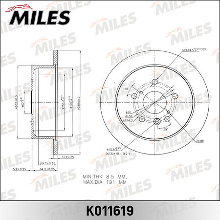 Диск тормозной LEXUS RX300/RX330/RX350/RX400H задний K011619