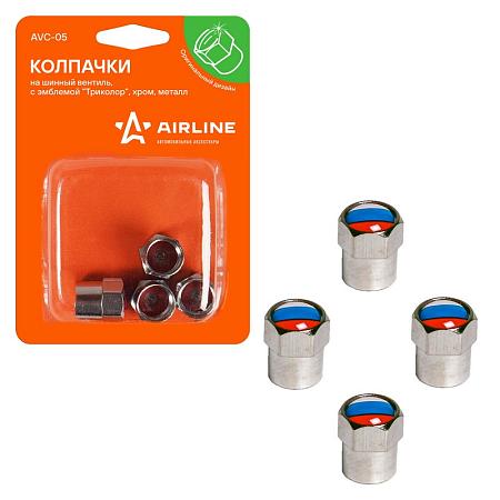 AIRLINE AVC-05 Колпачки на шинный вентиль, с эмблемой «Триколор», 4 шт.
