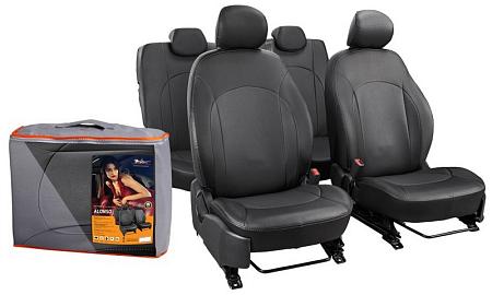 AIRLINE ACCS-A-14 Чехлы для Hyundai Solaris, Kia Rio (11-) &quot;Лима&quot;, 13 пред., задн.спин. 1/3, экокожа перф., черн.
