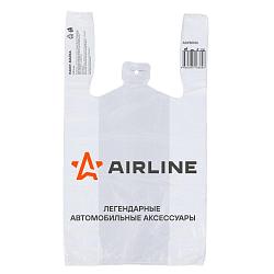 Пакет-майка фирменный AIRLINE, ПНД 16 мкм (28*50+14 см), белый () ADPB006