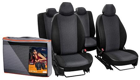 AIRLINE ACCS-L-39 Чехлы для Лада Largus 5 мест &quot;Лима&quot;, 13 пред., задн.спин. 1/3, жаккард-кожзам, черн.