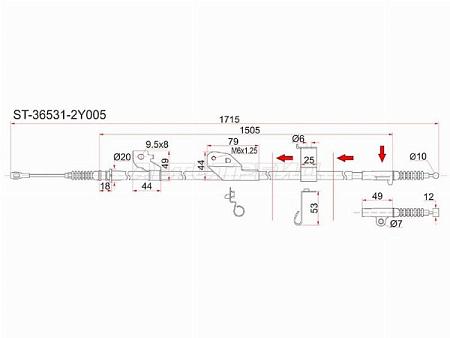 Трос ручника NS Cefiro A33 98-, -LH