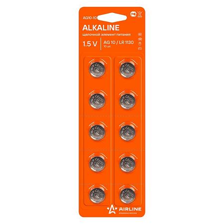 AIRLINE AG10-10 Батарейка AG10/LR1130 щелочная 10 шт.