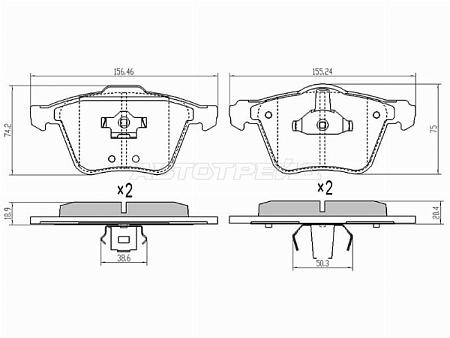 Колодки тормозные (Спереди) Volvo XC90 02-19