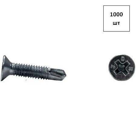 Саморез 3.9 х 19 сверло, потай, ж.ц. (ОКОННЫЙ) КИТАЙ 1000шт FORTLUFT sts029776