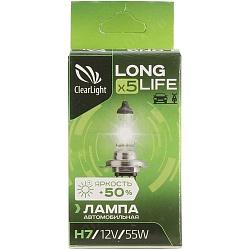 Лампа галоген ClearLight H7 LongLife 1шт, картон 12V ,55W MLH7LL