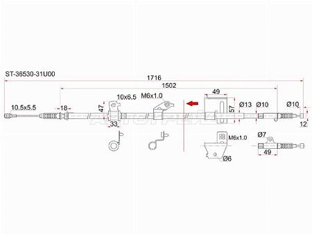Трос ручника NS Cefiro A32 94-98, -RH