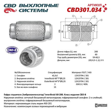 Гофра глушителя 3-сл Innerbraid 60-200. CBD301.034